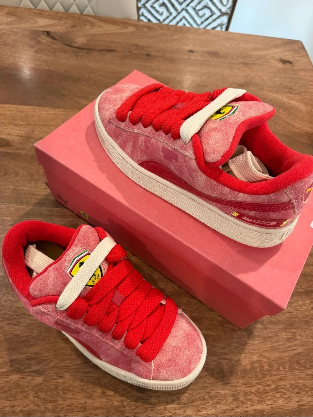 Puma Ferrari Suede XL Junior US 6 Red and Pink Sneakers